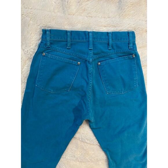 Vintage 1980s Cyan Blue High Rise Wrangler Jeans - Picture 4 of 6
